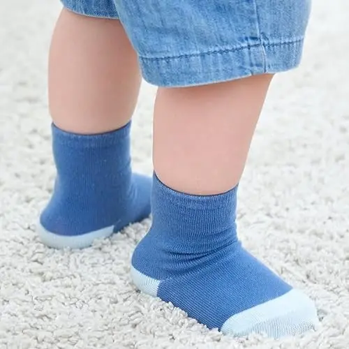 ZAPLES Baby Non Slip Grip Crew Socks with Anti Skid Soles for Infants Toddlers Kids Boys Girls - 5