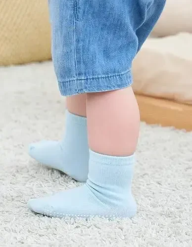 Zaples Grip Crew Socks with Non Slip/Anti Skid Soles for Baby Infants Toddlers Kids Boys Girls - 5
