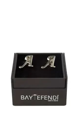 Запонка серебряного цвета с двумя буквами А - 1