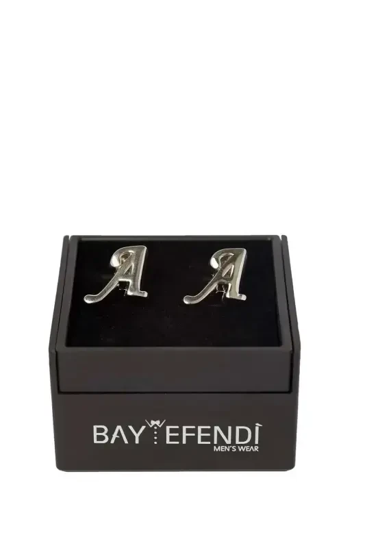 Запонка серебряного цвета с двумя буквами А - 1