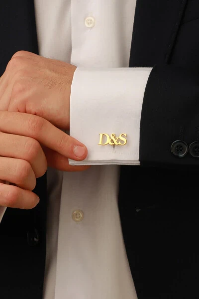 Запонки с инициалами из стерлингового серебра 925 пробы с золотым покрытием 14 карат - 8