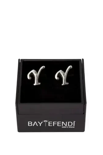 Запонки серебристого цвета с двойными буквами Y - 1
