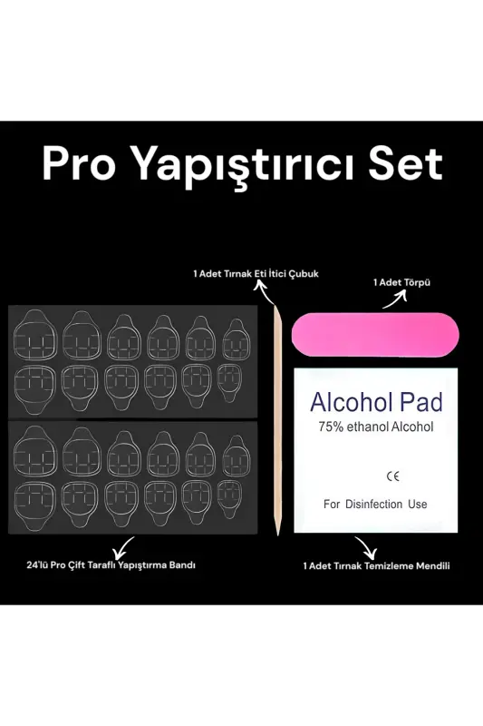 Zararsız Pro Çift Taraflı Takma Tırnak Yapıştırma Seti-24'lü Set - 1