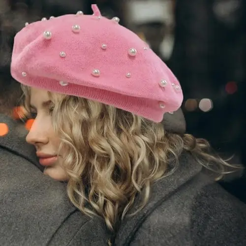 ZARSIO Ayollar Bereti İnci Elegant Shirin San'atkor Fransuz Uslubi Beret Beanie Şapka - 3