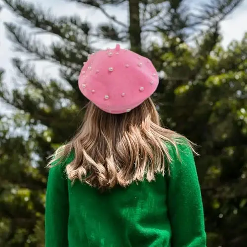 ZARSIO Ayollar Bereti İnci Elegant Shirin San'atkor Fransuz Uslubi Beret Beanie Şapka - 4