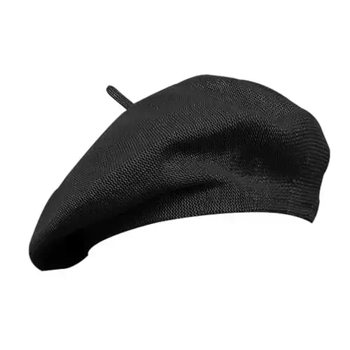 ZARSIO Cotton French Beret Hat Summer Knitted Soft Thin Beret Hat Slouchy Loose Painters Hat Solid Color for Women - 4