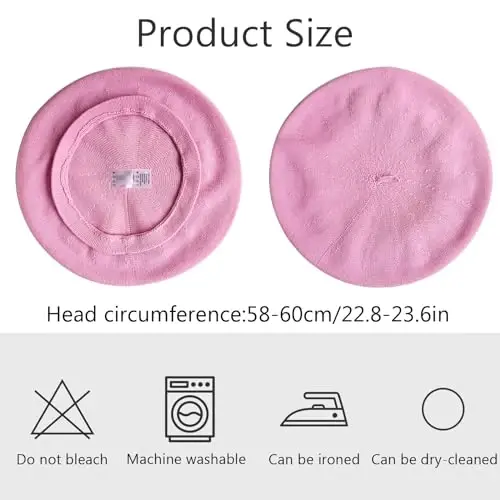 ZARSIO Cotton French Beret Hat Summer Knitted Soft Thin Beret Hat Slouchy Loose Painters Hat Solid Color for Women - 6