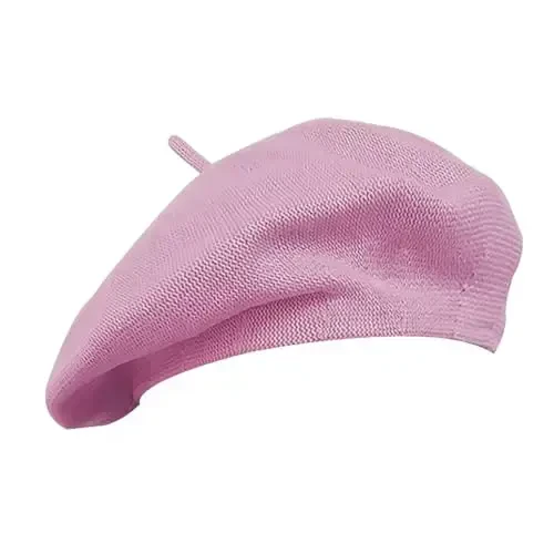 ZARSIO Cotton French Beret Hat Summer Knitted Soft Thin Beret Hat Slouchy Loose Painters Hat Solid Color for Women - 2