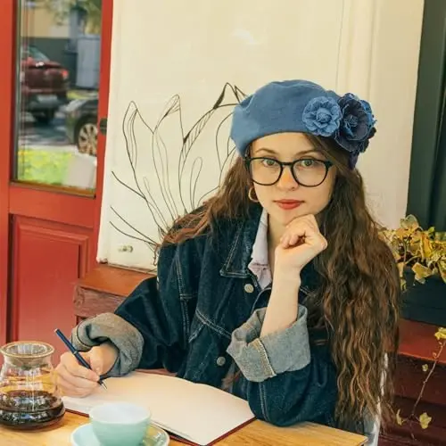 ZARSIO Denim Bere Shlyapa Ayollar Uchun Rassom Shlyapasi Frantsuz Shlyapasi Rassom Shlyapasi Kundalik Quyosh Shlyapasi Sozlanadigan Qayishli - 2
