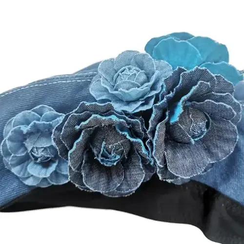 ZARSIO Denim Beret Hat Painter Hat for Women French Hat Artist Hat Casual Sun Hat with Adjustable Strap - 3