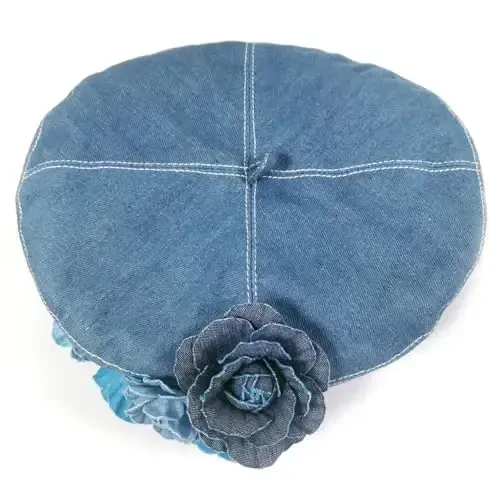 ZARSIO Denim Beret Hat Painter Hat for Women French Hat Artist Hat Casual Sun Hat with Adjustable Strap - 4