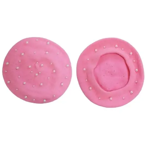 ZARSIO Women Beret Pearl Elegant Sweet Artist French Style Beret Beanie Cap - 5