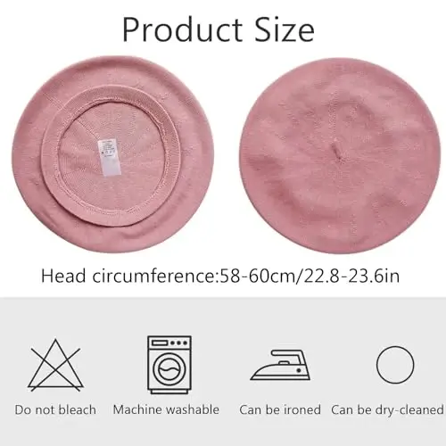 ZARSIO Cotton French Beret Hat Summer Knitted Soft Thin Beret Hat Slouchy Loose Painters Hat Solid Color for Women - 7