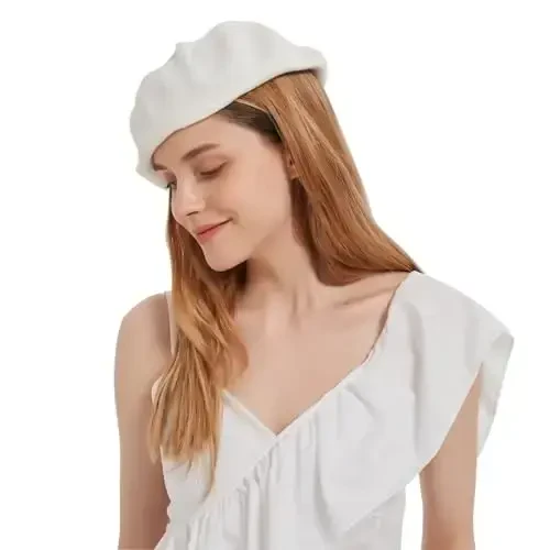 ZARSIO Paxta Fransuz Beret Shapka Yozgi Trikotaj Yumshoq Yupqa Beret Shapka Bo'sh Rassomlar Shapka Ayollar uchun Qattiq Rang - 5