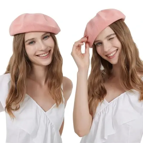 ZARSIO Summer French Beret Breathable Thin Beret Hat Solid Color Beanie for Women Lady - 4