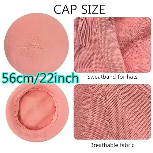 ZARSIO Summer French Beret Breathable Thin Beret Hat Solid Color Beanie for Women Lady - ZARSIO