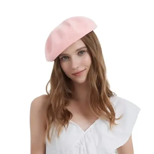 ZARSIO Summer French Beret Breathable Thin Beret Hat Solid Color Beanie for Women Lady - 6