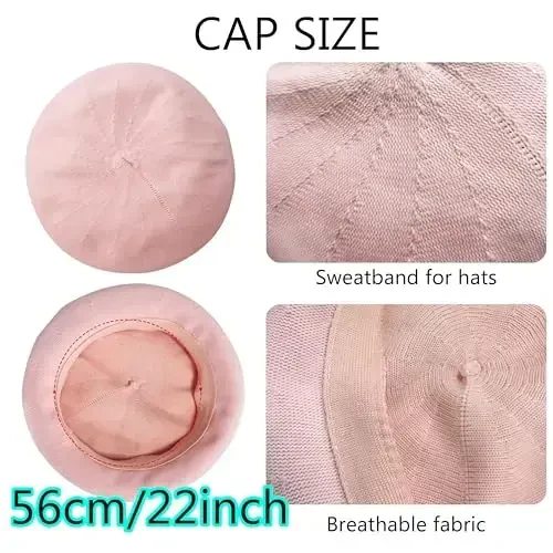 ZARSIO Summer French Beret Breathable Thin Beret Hat Solid Color Beanie for Women Lady - Modazone