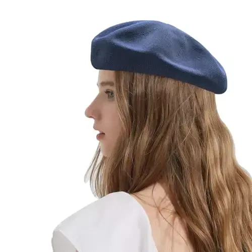ZARSIO Summer French Beret Breathable Thin Beret Hat Solid Color Beanie for Women Lady - 4