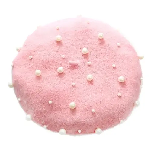ZARSIO Women Beret Pearl Elegant Sweet Artist French Style Beret Beanie Cap - ZARSIO