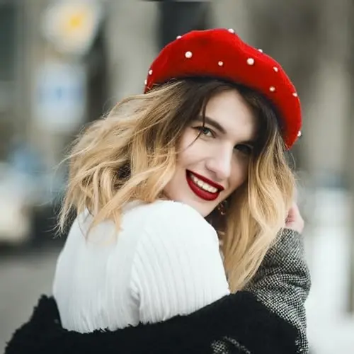 ZARSIO Women Beret Pearl Elegant Sweet Artist French Style Beret Beanie Cap - 2