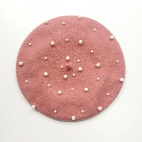 ZARSIO Women Beret Pearl Elegant Sweet Artist French Style Beret Beanie Cap - 7