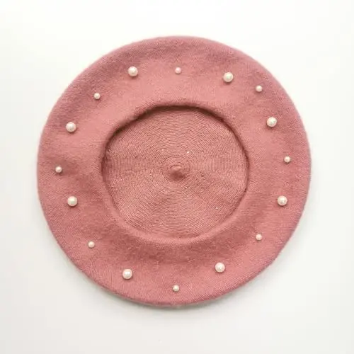 ZARSIO Women Beret Pearl Elegant Sweet Artist French Style Beret Beanie Cap - 6