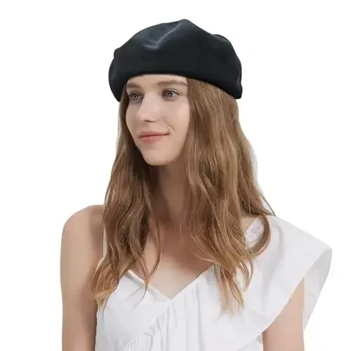 ZARSIO Summer French Beret Breathable Thin Beret Hat Solid Color Beanie for Women Lady - 5