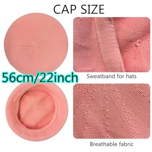 ZARSIO Yozgi Fransuz Bereti Nafas Oluvchan Yupqa Beret Shlyapa Ayollar uchun Qattiq Rangli Beanie - 1