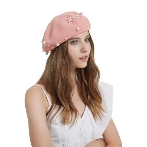 ZARSIO Yozgi Fransuz Marvaridli Bere Nafas oladigan Yupqa Bere Shlyapa Ayollar uchun Beanie - 2