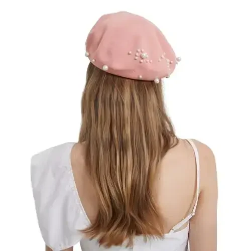 ZARSIO Yozgi Fransuz Marvaridli Bere Nafas oladigan Yupqa Bere Shlyapa Ayollar uchun Beanie - 3