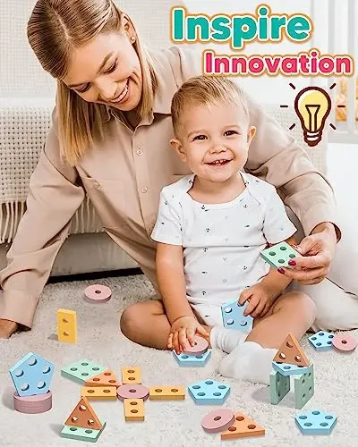Zartores Montessori Toys for 1 2 3 Year Old Boys Girls Gifts, Wooden Shape Sorter Toys for Ages 2-4, Toddler Learning Toy Puzzles Birthday Gift Ages 1-3 - 3