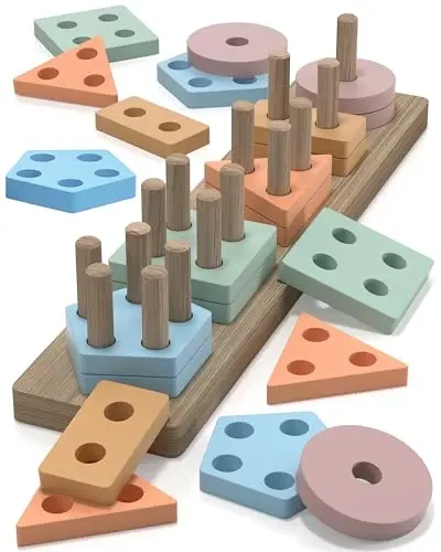 Zartores Montessori Toys for 1 2 3 Year Old Boys Girls Gifts, Wooden Shape Sorter Toys for Ages 2-4, Toddler Learning Toy Puzzles Birthday Gift Ages 1-3 - 6