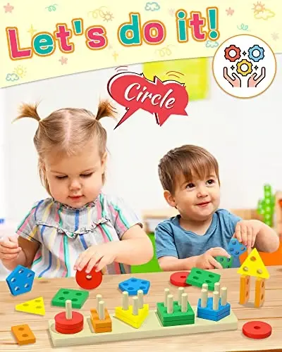 Zartores Montessori Toys for 1 2 3 Year Old Boys Girls Gifts, Wooden Shape Sorter Toys for Ages 2-4, Toddler Learning Toy Puzzles Birthday Gift Ages 1-3 - 2