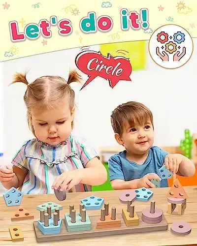Zartores Montessori Toys for 1 2 3 Year Old Boys Girls Gifts, Wooden Shape Sorter Toys for Ages 2-4, Toddler Learning Toy Puzzles Birthday Gift Ages 1-3 - 1