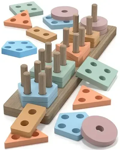 Zartores Montessori Toys for 1 2 3 Year Old Boys Girls Gifts, Wooden Shape Sorter Toys for Ages 2-4, Toddler Learning Toy Puzzles Birthday Gift Ages 1-3 - 6