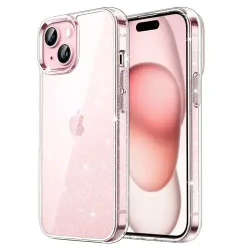 Защитный бампер JETech с блестками для iPhone 15 6.1 дюйма, противоударный, блестящий, прозрачный, для женщин и девушек - 1