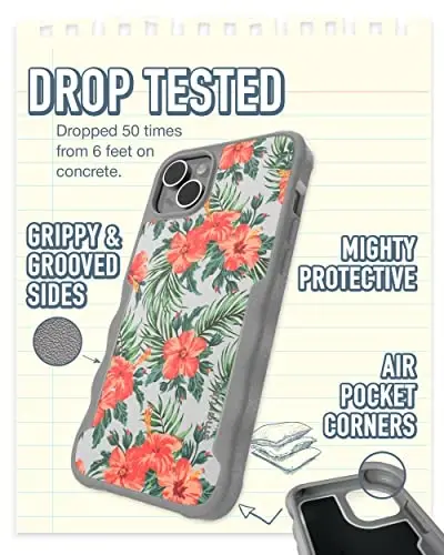 Защитный магнитный чехол Smartish для iPhone 14 Plus - Gripzilla, совместимый с MagSafe [Прочный + Надежный] Чехол для тяжелых условий эксплуатации с защитой от падений для Apple iPhone 14 Plus - Tropical Shirt - 2