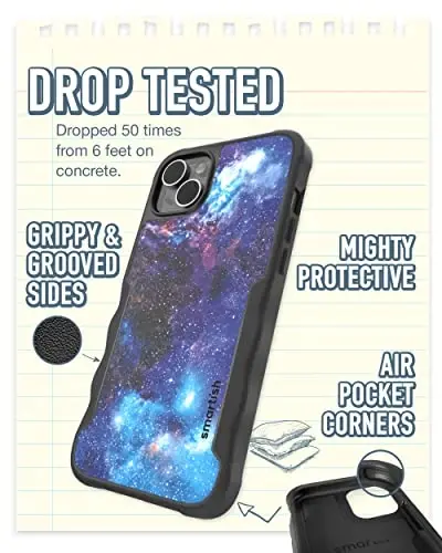 Защитный магнитный чехол Smartish для iPhone 14 Plus - Gripzilla, совместимый с MagSafe [прочный + жесткий], усиленный чехол с защитой от падений для Apple iPhone 14 Plus - Spaced Out - 2