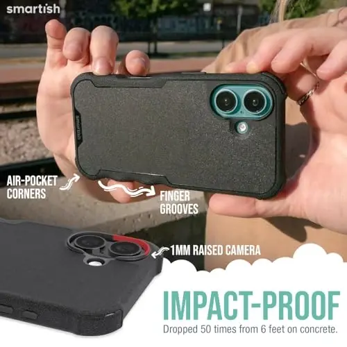 Защитный магнитный чехол Smartish® для iPhone 16 Plus — Gripzilla, совместим с MagSafe [Прочный + Жесткий] Сверхпрочный тонкий чехол с защитой от падений для Apple iPhone 16 Plus — Black Tie Affair - 4