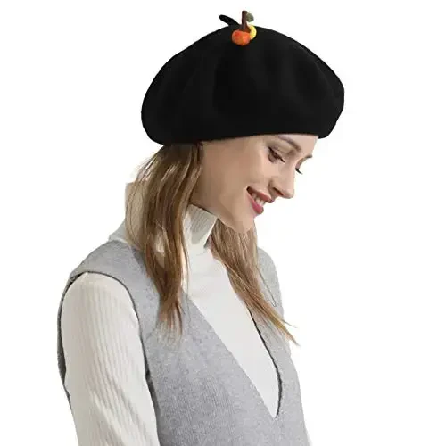 Zasy Casual Wool Beret Hat Classic French Artist Beanies Handmade Cap for Women - 4