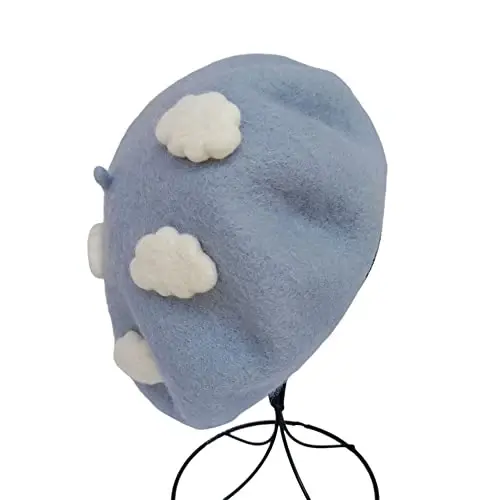 Zasy Günlük Yün Bere Şapka Klasik Fransız Ressam Beanie El Yapımı Kadın Şapkası - 4