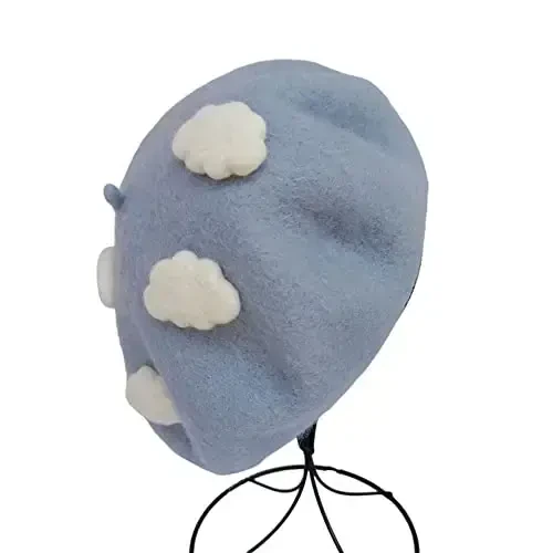 Zasy Casual Wool Beret Hat Classic French Artist Beanies Handmade Cap for Women - 4