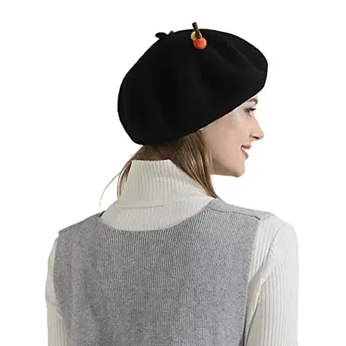Zasy Casual Wool Beret Hat Classic French Artist Beanies Handmade Cap for Women - 6