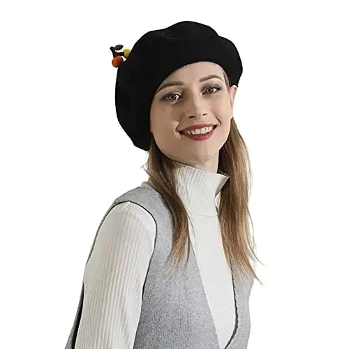 Zasy Casual Wool Beret Hat Classic French Artist Beanies Handmade Cap for Women - 7