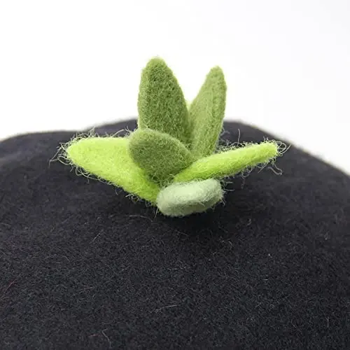 Zasy Casual Wool Beret Hat Classic French Artist Beanies Handmade Cap for Women - 3