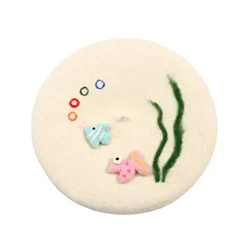 Zasy Wool Beret hat Handmade Wool Felt Cartoons Beanies French Women Girls Cap - 1