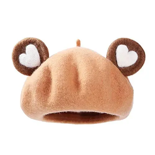 Zasy Wool Beret hat Handmade Wool Felt Cartoons Beanies French Women Girls Cap 