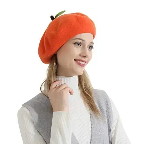 Zasy Wool Beret hat Handmade Wool Felt Cartoons Beanies French Women Girls Cap - 4