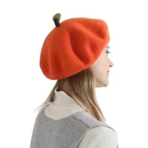 Zasy Wool Beret hat Handmade Wool Felt Cartoons Beanies French Women Girls Cap - 5